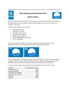 Blue Flag flag production[removed]Call for tender Blue Flag is organizing a call for tender to produce its Blue Flag flags for the next 5 year period: 2015, 2016, 2017, 2018, [removed]different types of flags are to be p