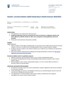 Harold F. and Anne Bedner Uphill Scholarship in Health Sciences[removed]Surname Given Name