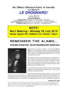 The Alamo / Battle of the Alamo / Grand Lodge of Texas / Sam Houston / Alamo Mission in San Antonio / Battle of San Jacinto / Pasley / Texian Army / Houston / Texas / Texas Revolution / Southern United States