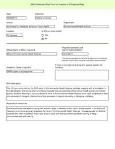 IUPUI Graduate Office Form for Creation of A Graduate Minor  Date Institution