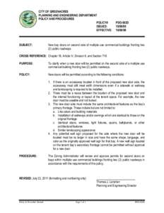 CITY OF GREENACRES PLANNING AND ENGINEERING DEPARTMENT POLICY AND PROCEDURES POLICY# ISSUED: EFFECTIVE:
