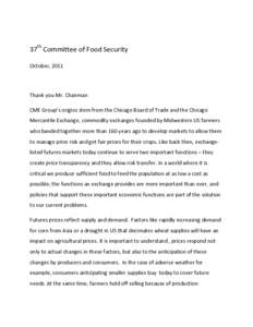    37th Committee of Food Security  October, 2011    Thank you Mr. Chairman 