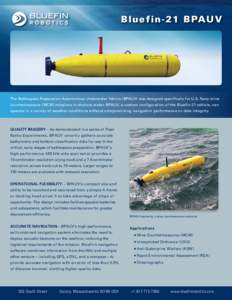 B lu e fin -2 1 B PA U V  The Battlespace Preparation Autonomous Underwater Vehicle (BPAUV) was designed specifically for U.S. Navy mine