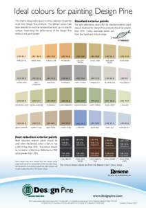 Ideal colours for painting Design Pine This chart is designed to assist in colour selection to get the most from Design Pine products. The defined values have been selected to minimise temperature build up in a board’s