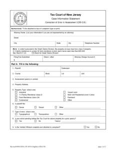 Case Information Statement - Correction of Error in Assessment