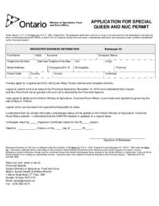 Microsoft Word - Application for Special Queen and Nuc Permit - en.doc