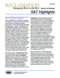 July 2004 Science and Technology S&T Highlights Improving Decision Support Improving HYDROSS.—HYDROSS, a monthly