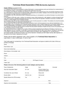 Tonkinese Breed Association (TBA) Membership Application