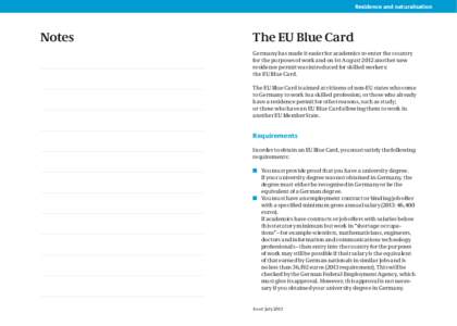 Government / Permanent residence / Permanent residency / Work permit / Blue Card / Visa / European Union / Identity document / Immigration to Germany / Labour law / Nationality / Law