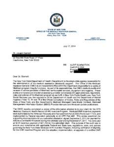 STATE OF NEW YORK OFFICE OF THE MEDICAID INSPECTOR GENERAL 800 North Pearl Street Albany, New York[removed]ANDREW M. CUOMO GOVERNOR