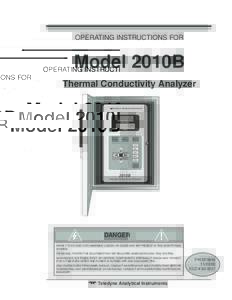 Thermal Conductivity Analyzer  OPERATING INSTRUCTIONS FOR Model 2010B Thermal Conductivity Analyzer
