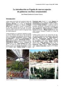 Comunicación XXXIV Congreso ParjapMelilla  La introducción en España de nuevas especies de palmeras con fines ornamentales José Manuel Sánchez de Lorenzo-Cáceres