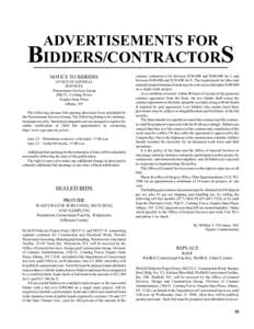 ADVERTISEMENTS FOR  BIDDERS/CONTRACTORS NOTICE TO BIDDERS OFFICE OF GENERAL SERVICES