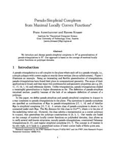 Pseudo-Simpli
ial Complexes   from Maximal Lo
ally Convex Fun
tions Franz Aurenhammer and Hannes Krasser