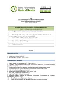 Acta II Reunión Comisión Coordinadora Ampliada (CCA) Frente Parlamentario contra el Hambre Lunes 30 abril deAGENDA REUNIÓN VIRTUAL COMISIÓN COORDINADORA AMPLIADA