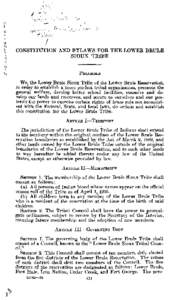Constitution and By-laws for the Lower Brule Sioux Tribe of the Lower Brule Reservation