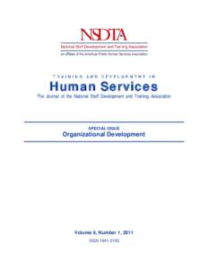TRAINING AND DEVELOPMENT IN  Human Services The Journal of the National Staff Development and Training Association