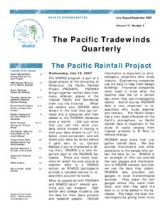 SPARCE HEADQUARTERS  July/August/September 2007 Volume 15 Number 3  The Pacific Tradewinds