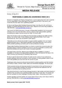 [removed]Responsible Gambling Awareness Week 2013