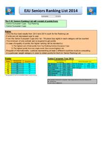 EJU Seniors Ranking List 2014 Last update: [removed]The EJU Seniors Ranking List will consist of points from: