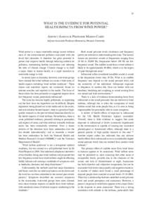 35  What is the evidence for potential health impacts from wind power? Adjunct Associate Professor Marion Carey Adjunct Associate Professor (Research), Monash University