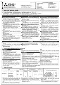 ENGLISH  JG79A082H02 Model names are indicated in 1-3. When installing multi units, refer to the installation manual of the multi