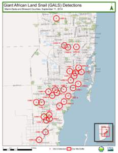 Giant African Land Snail (GALS) Detections Miami-Dade and Broward Counties, September 11, 2014 Markham MARKHAM Park PARK