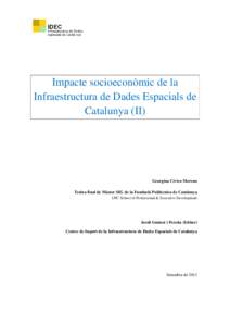 Impacte socioeconòmic de la Infraestructura de Dades Espacials de Catalunya (II) Georgina Cívico Moreno Tesina final de Màster SIG de la Fundació Politècnica de Catalunya