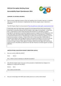 G20	
  Anti-­‐Corruption	
  Working	
  Group	
  	
    	
   Accountability	
  Report	
  Questionnaire	
  2014	
   	
  