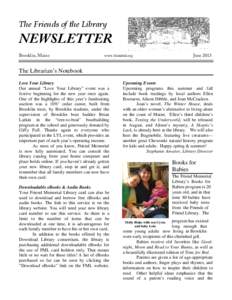 The Friends of the Library  NEWSLETTER