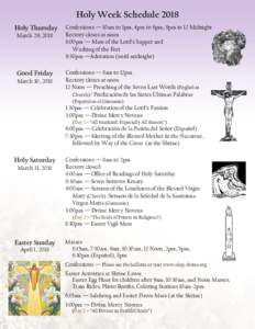 2018 Holy Week & Easter Mailer - Pt 2 - Schedule.pub