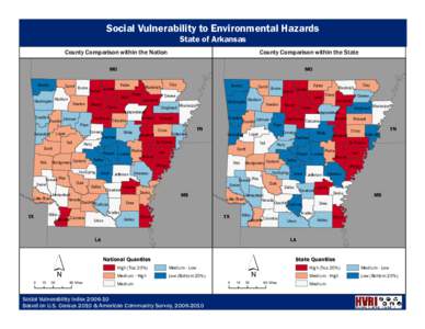 Social Vulnerability to Environmental Hazards State of Arkansas County Comparison within the Nation  County Comparison within the State