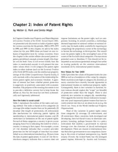 Economic Freedom of the World: 2002 Annual Report 33  Chapter 2: Index of Patent Rights by Walter G. Park and Smita Wagh In Chapter 4: Intellectual Property and Patent Regimes of Economic Freedom of the World: Annual Rep