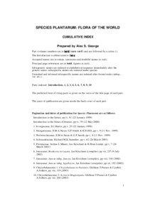 SPECIES PLANTARUM: FLORA OF THE WORLD CUMULATIVE INDEX Prepared by Alex S. George