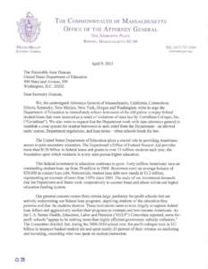 Letter from AsG to Arne Duncan - April 9, 2015