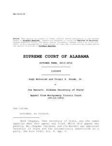 REL:Notice: This opinion is subject to formal revision before publication in the advance sheets of Southern Reporter. Readers are requested to notify the Reporter of Decisions, Alabama Appellate Courts, 300 Dex