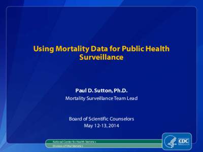 Sutton - Using Mortality Data for Public Health Surveillance