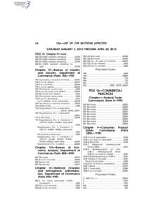 LSA—LIST OF CFR SECTIONS AFFECTED  18 CHANGES JANUARY 3, 2012 THROUGH APRIL 30, 2012 TITLE 15 Chapter IV—Con.