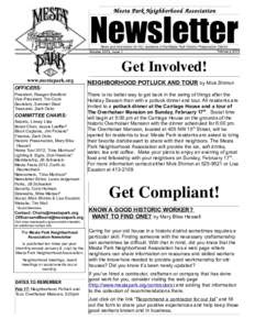 Mesta Park Neighborhood Association  Newsletter News and information for ALL residents of the Mesta Park Historic Preservation District February 2013