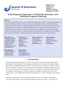 A Participatory Approach to FCS Food, Nutrition, and Wellness Program Planning
