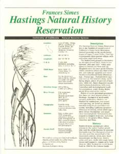 Frances Simes  Hastings Natural History Reservation University of California Location: