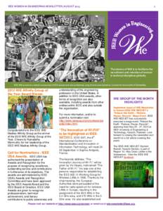 IEEE WOMEN IN ENGINEERING NEWSLETTER | AUGUST[removed]The mission of WIE is to facilitate the recruitment and retention of women