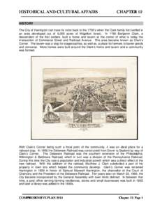 HISTORICAL AND CULTURAL AFFAIRS  CHAPTER 12 HISTORY The City of Harrington can trace its roots back to the 1730’s when the Clark family first settled in