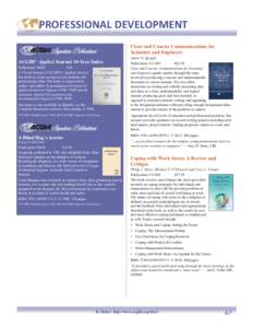 PROFESSIONAL DEVELOPMENT Clear and Concise Communications for Scientists and Engineers ACGIH® Applied Journal 10-Year Index Publication #9603 $24