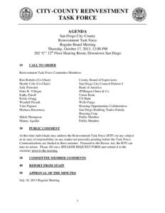 CITY-COUNTY REINVESTMENT TASK FORCE AGENDA San Diego City-County Reinvestment Task Force Regular Board Meeting