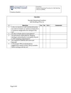 Procedure Checklist  Procedure: Standard Operating Procedure for Safe Handling of Dry Ice (CHEM)