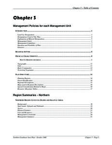 Chapter 3 – Table of Contents  Chapter 3 Management Policies for each Management Unit INTRODUCTION .......................................................................................................................
