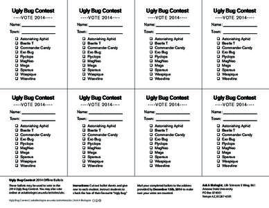 Ugly Bug Contest Offline Ballot 2014 | Ask A Biologist