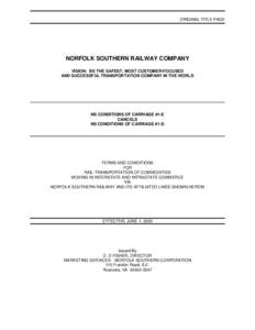 Transport law / Contract law / Admiralty law / Legal documents / Consignee / Consignor / Demurrage / Contract of carriage / Norfolk Southern Railway / Rail transportation in the United States / Transportation in the United States / Transport