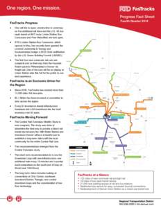 FasTracks Progress  One rail line is open; construction is underway on five additional rail lines and the U.S. 36 bus rapid transit or BRT route; Union Station Bus